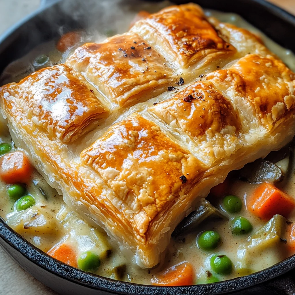 Creamy Vegetable Pot Pie with Puff Pastry Crust