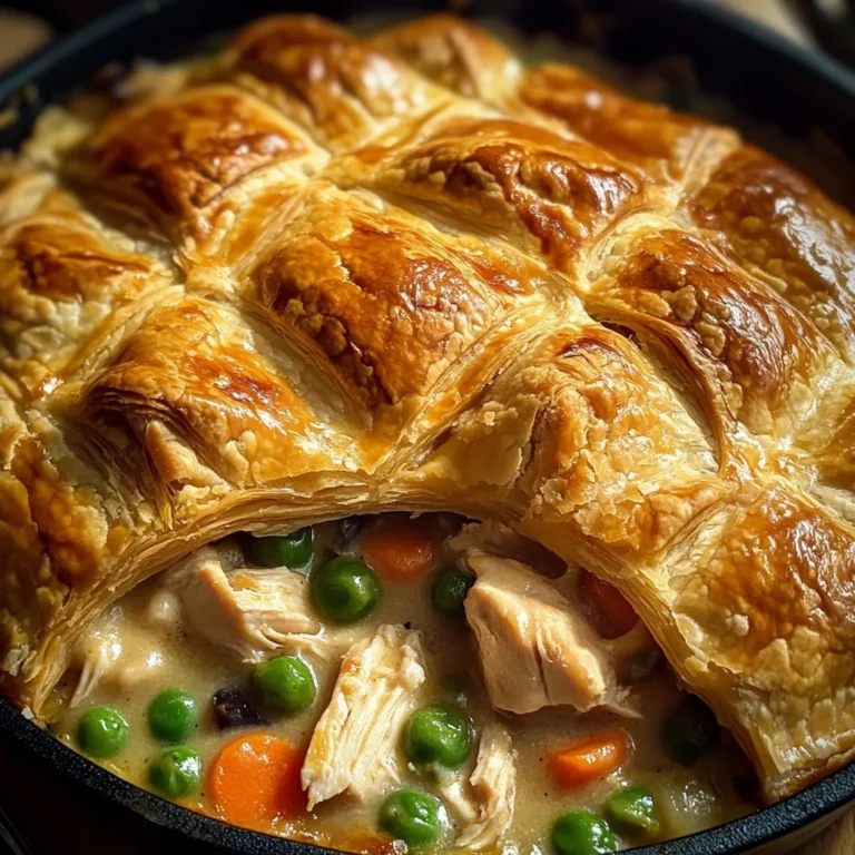 Golden Chicken Pot Pie with Puff Pastry Crust