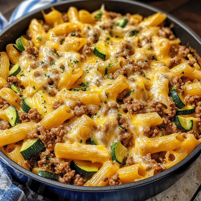 One-Pot Cheesy Beef and Zucchini Pasta