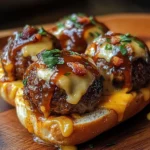 Sizzling Bourbon BBQ Turkey Bacon Cheeseburger Meatball