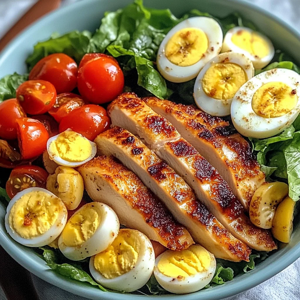 Crispy Chicken & Egg Salad Bowl with Fresh Banana & Greens