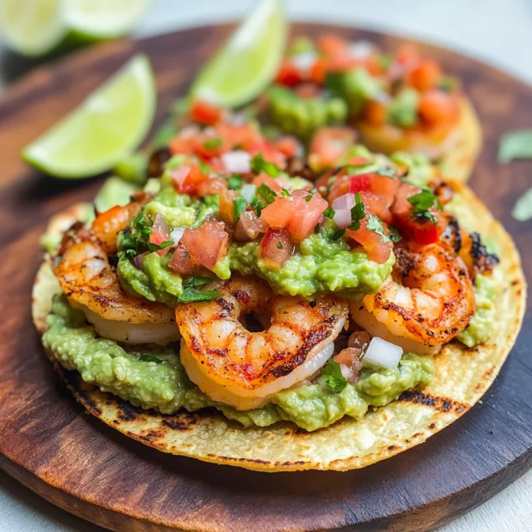 Grilled Shrimp Tostadas with Guacamole & Pico de Gallo