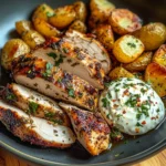 Herb-Marinated Chicken with Roasted Potatoes & Creamy Dip