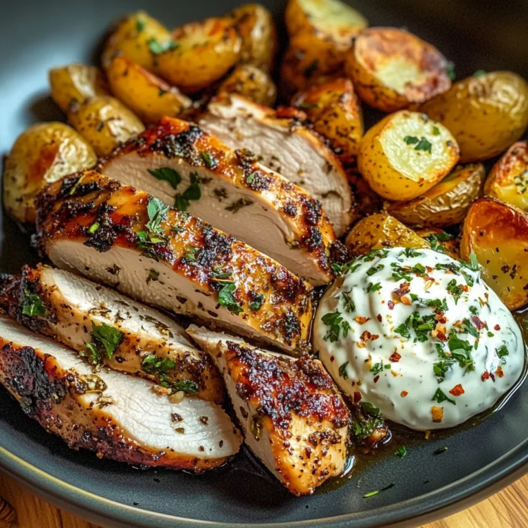 Herb-Marinated Chicken with Roasted Potatoes & Creamy Dip