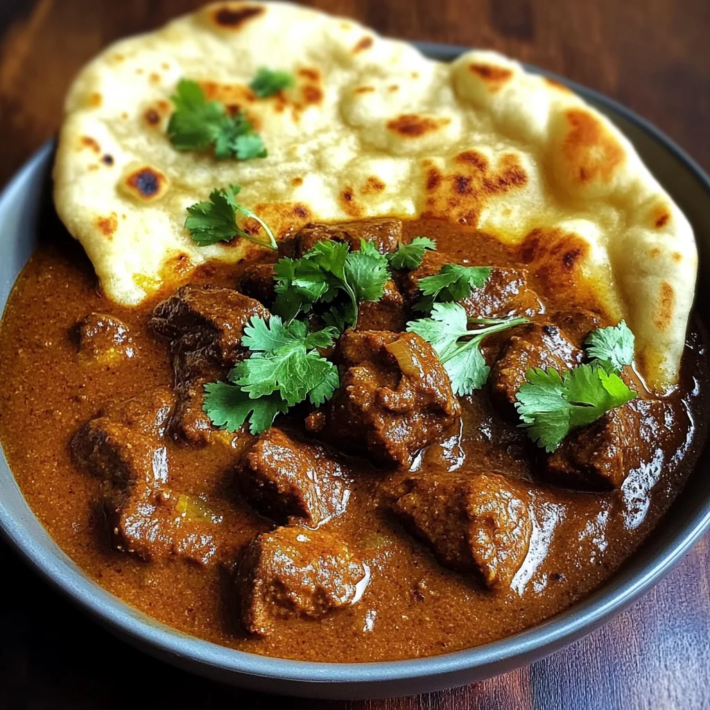 Indian-Style Beef Curry with Homemade Garlic Naan