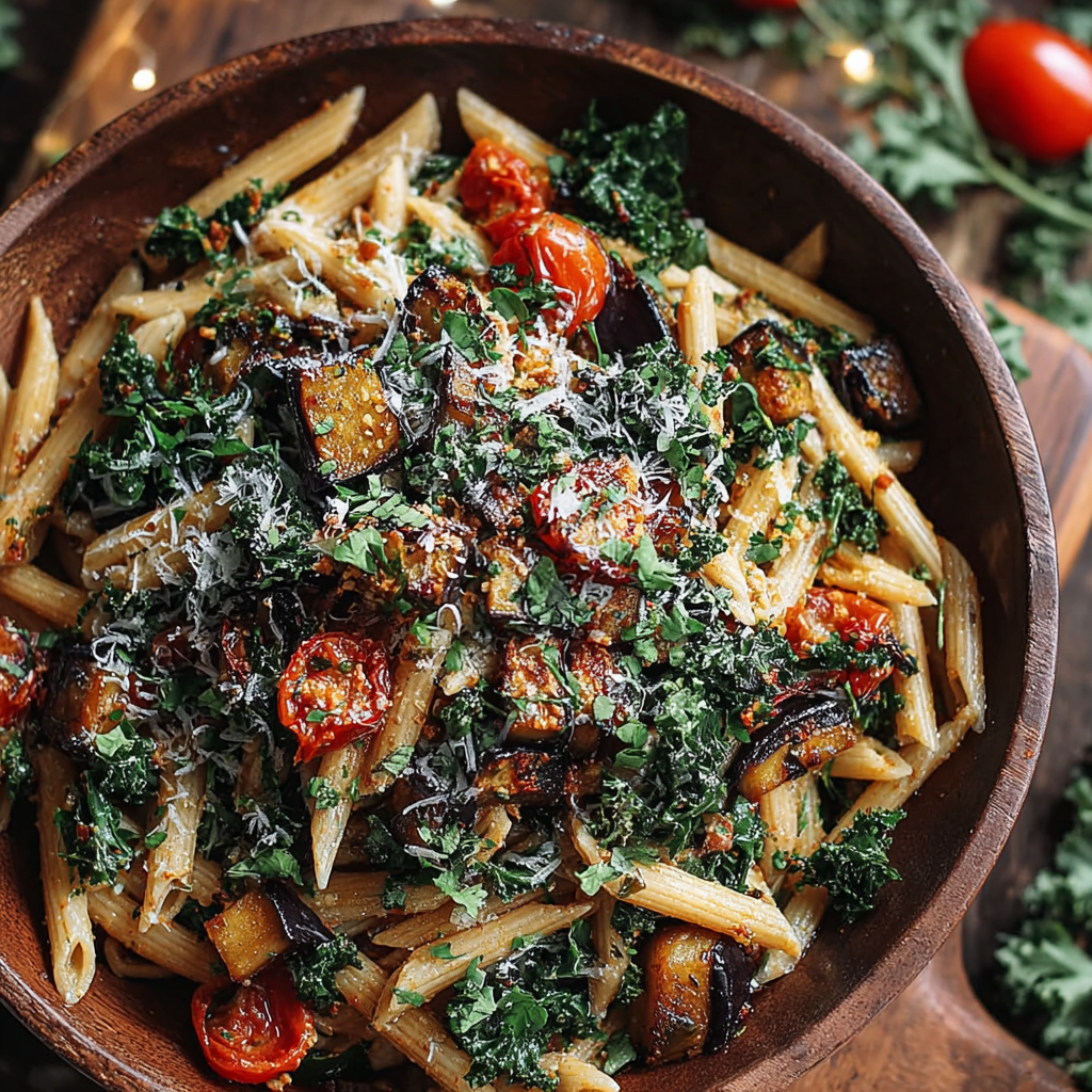Eggplant & Kale Healthy Pasta